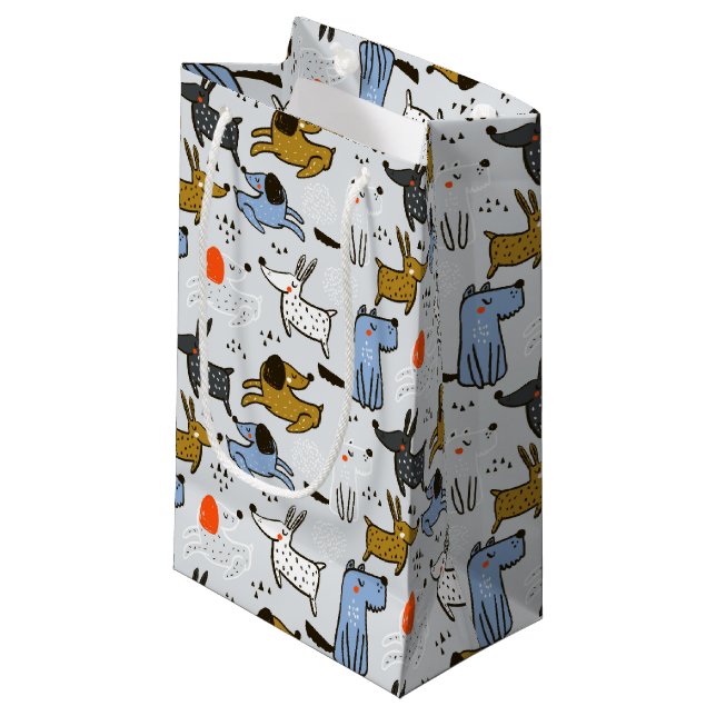 Sacola Para Presentes Pequena Cute Doodle Dog Pattern (Frente inclinada)