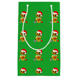 Sacola Para Presentes Pequena Cute Golden Christmas Cats