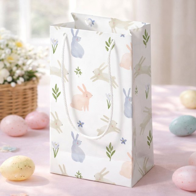 Sacola Para Presentes Pequena Cute Pastel Easter Bunny Spring (Criador carregado)