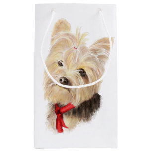 Sacola Para Presentes Pequena Cute Watercolor Yorkie Yorkshire Terrier Dog