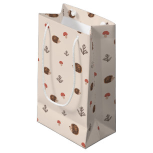 Sacola Para Presentes Pequena Cute Woodland Hedgehog & Mushroom Pattern