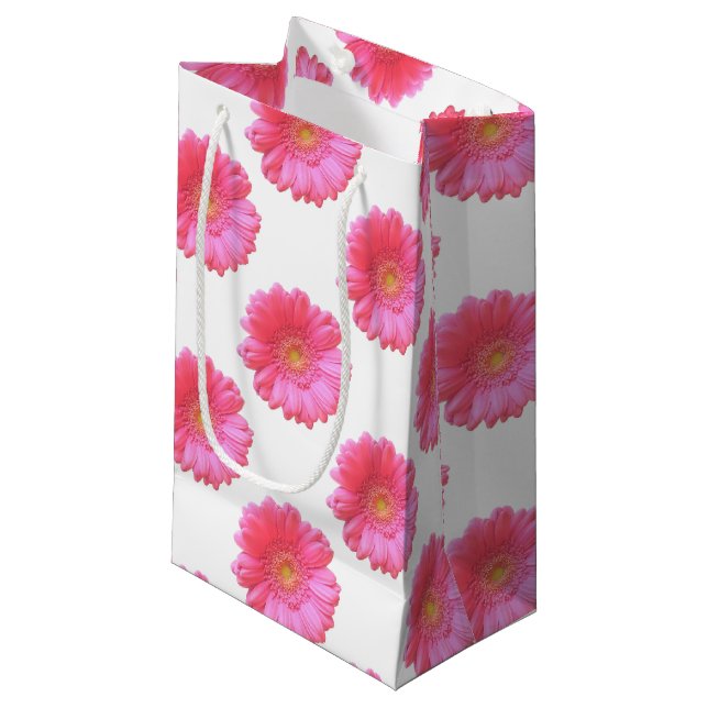 Sacola Para Presentes Pequena Daisy gerbera rosa (Frente inclinada)