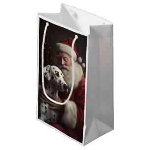 Sacola Para Presentes Pequena Dalmácia com Papai Noel Natal Festivo