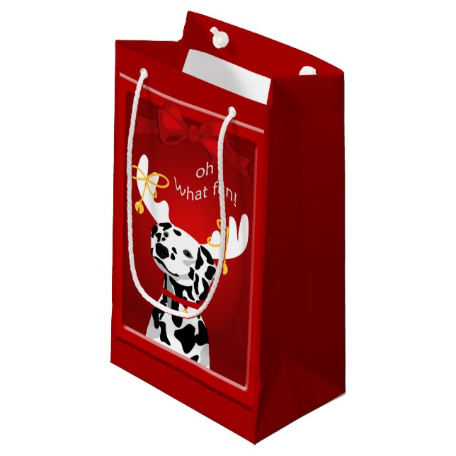Sacola Para Presentes Pequena Dalmatian Deer Dog Fress (Frente inclinada)