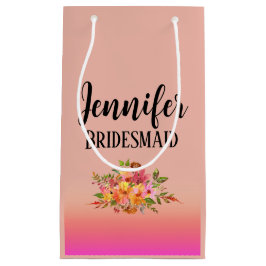 Sacola Para Presentes Pequena Dama de honra | Floral Moderno Personalizado