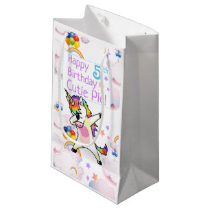 Sacola Para Presentes Pequena Dançando Unicórnios Rainbows Balões, Personaliz