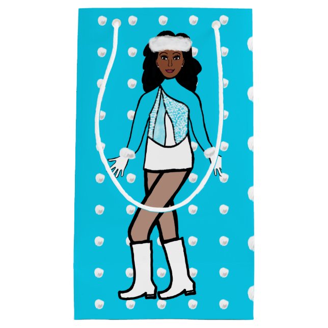 Sacola Para Presentes Pequena Dançarino de Neve Aqua (Frente)