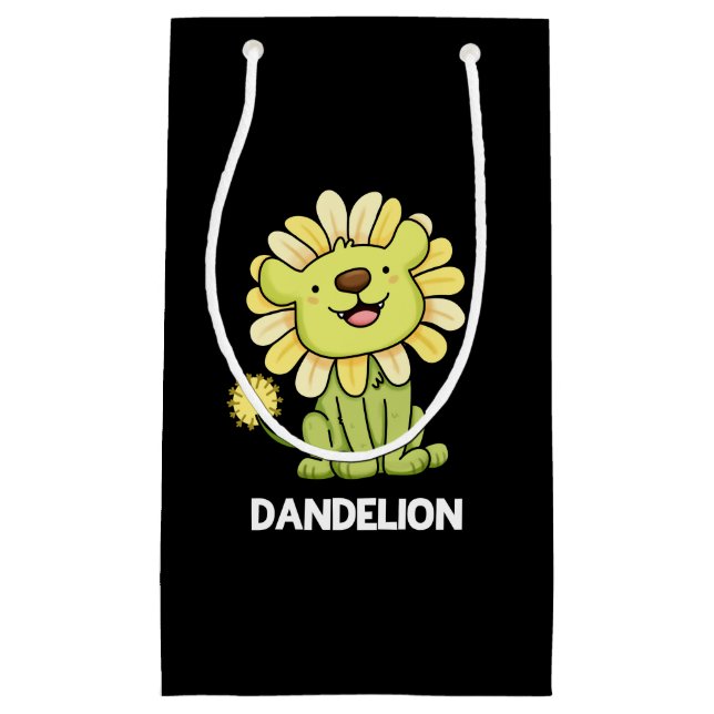 Sacola Para Presentes Pequena Dandelion Funny Lion Pun Dark BG (Frente)