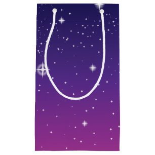 Sacola Para Presentes Pequena Dark Purple Starry Night Sky
