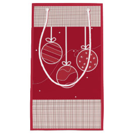 Sacola Para Presentes Pequena Decorações de Férias Vermelhas e Brancas