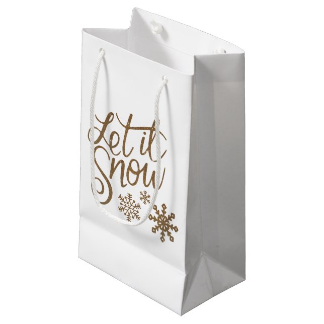 Sacola Para Presentes Pequena Deixe-o nevar na bolsa (Frente inclinada)