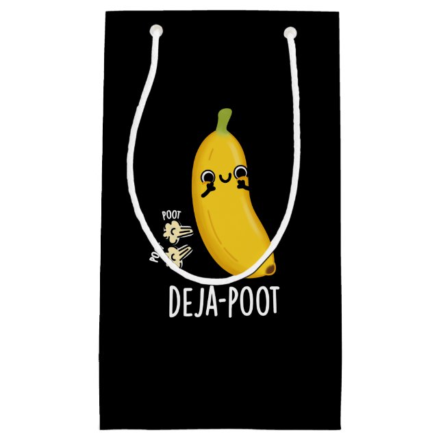 Sacola Para Presentes Pequena Deja-Poot Funny Banana Double Fart Pun Dark BG (Frente)
