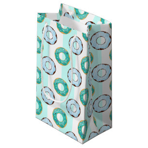 Sacola Para Presentes Pequena Delicioso Rosquinha Turquoise Stripes Gift Bag