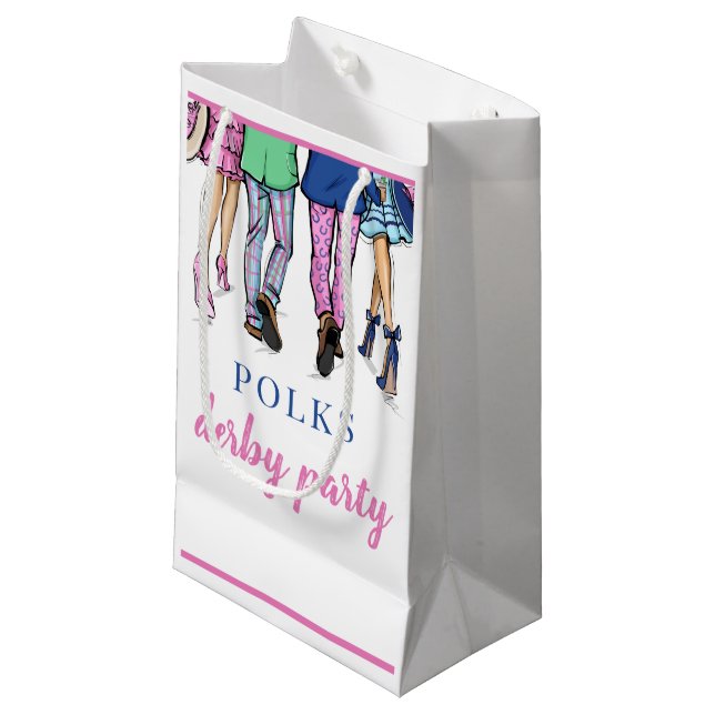 Sacola Para Presentes Pequena Derby Party Fashion Preppy Horse Racing (Frente inclinada)