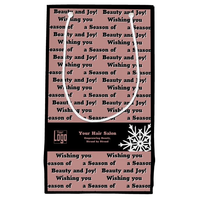 Sacola Para Presentes Pequena Desejando-lhe uma temporada de beleza e alegria ro (Frente)