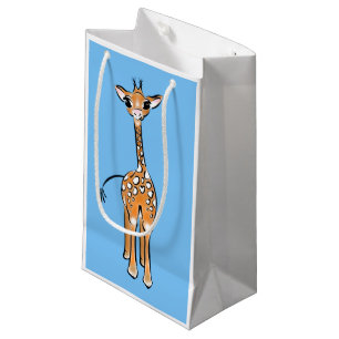 Sacola Para Presentes Pequena Desenho girafa bonito, animais safari
