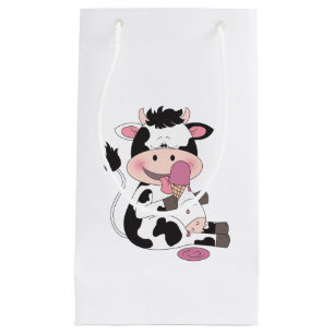 Sacola Para Presentes Pequena Desenhos animados bonitos da vaca do bebê com seu