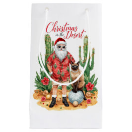 Sacola Para Presentes Pequena Desert Christmas with Cactus Santa Claus 