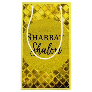 Sacola Para Presentes Pequena Design Amarelo de Shabbat de Presente de Papel