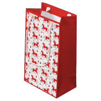 Sacola Para Presentes Pequena Design Cavalos Vermelhos