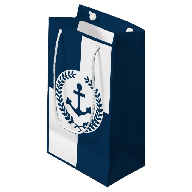 Sacola Para Presentes Pequena Design com tema náutico (Frente inclinada)