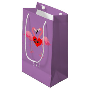 Sacola Para Presentes Pequena Design de Amor Flamingo Rosa - Saco do Presente -