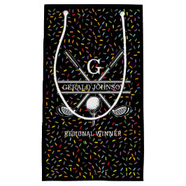 Sacola Para Presentes Pequena Design de Monograma de Golfe com Confetes Personal