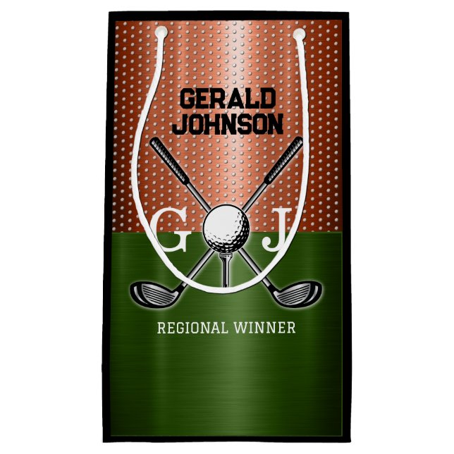 Sacola Para Presentes Pequena Design de Monograma legal Golf (Frente)