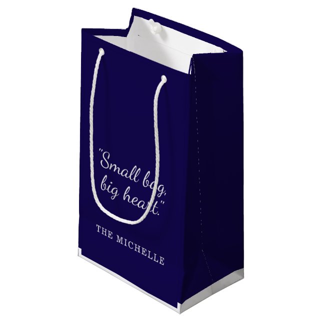 Sacola Para Presentes Pequena Design de padrão personalizado moderno em azul e b (Frente inclinada)