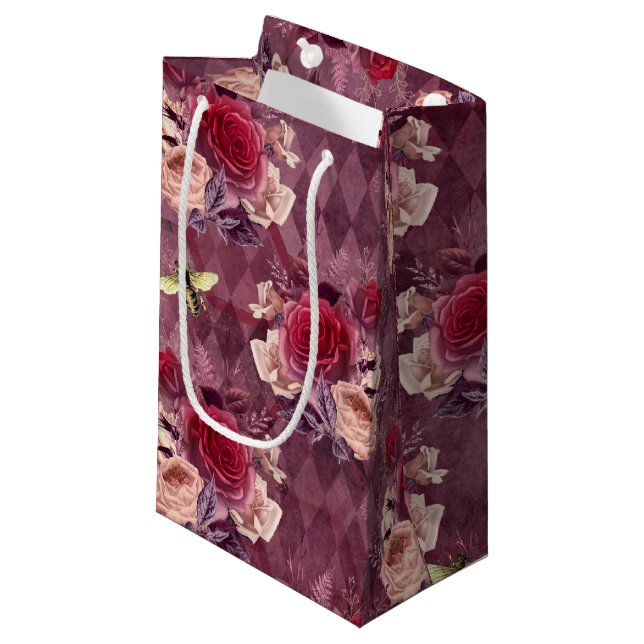 Sacola Para Presentes Pequena Design Eleven da Série Burgundy Bee (Frente inclinada)