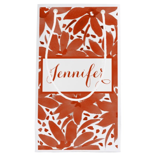 Sacola Para Presentes Pequena Design Floral Personalizado no Saco de Presente de (Frente)