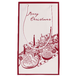 Sacola Para Presentes Pequena Design Minimalista de Mesa Feliz Natal Personaliza