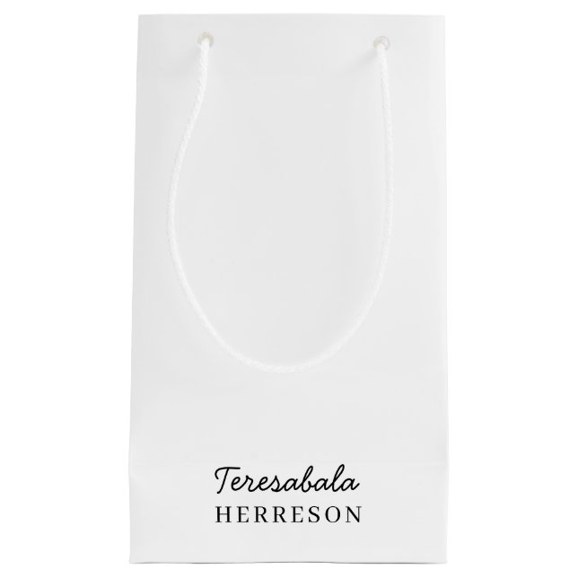 Sacola Para Presentes Pequena Design Moderno de Monograma Neutro (Frente)