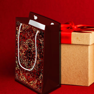 Sacola Para Presentes Pequena Design oriental do tapete na obscuridade -