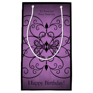 Sacola Para Presentes Pequena Design preto roxo