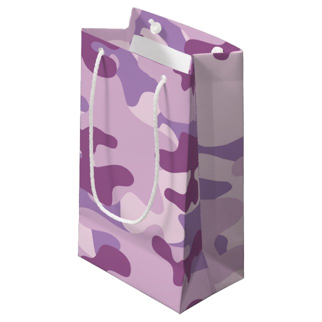 Sacola Para Presentes Pequena Design roxo de Camo (Frente inclinada)