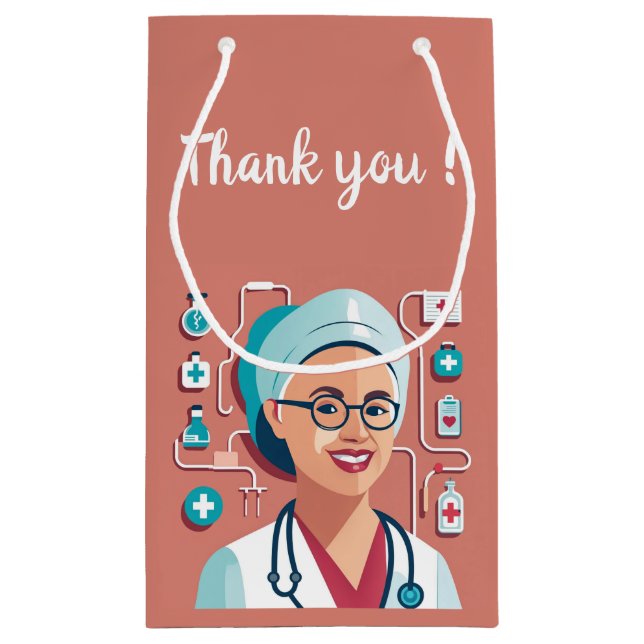 Sacola Para Presentes Pequena design sympa pour remercier les infirmières (Verso)