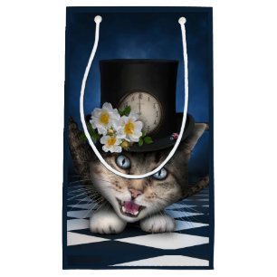 Sacola Para Presentes Pequena Design Whimsical Teapot Gato Mad Hatter