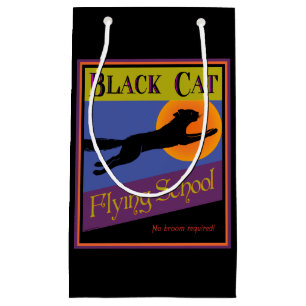 Sacola Para Presentes Pequena Dia das Bruxas da Escola de Voo de Gato Negro