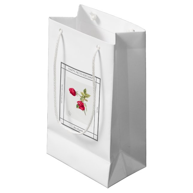 Sacola Para Presentes Pequena Dia das Mães de rosa (Frente inclinada)
