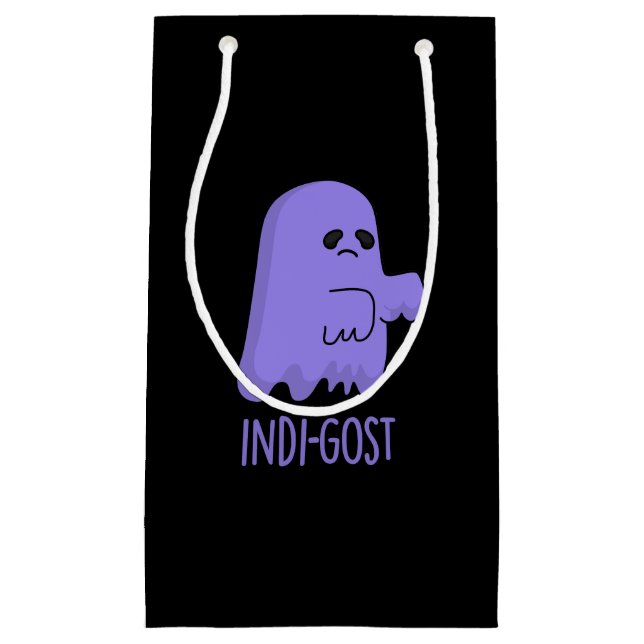 Sacola Para Presentes Pequena Dia de as Bruxas engraçado Indi-gost Indigo Ghost  (Frente)