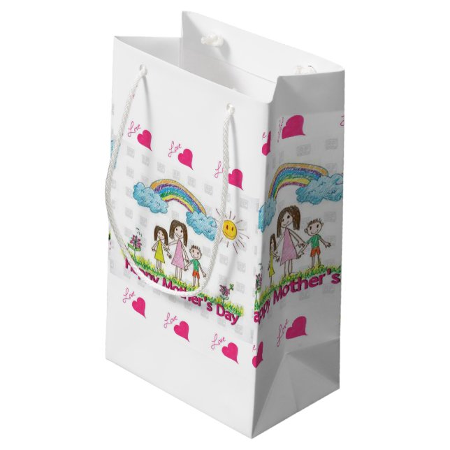 Sacola Para Presentes Pequena Dia de as mães Gift Bag (Verso inclinado)