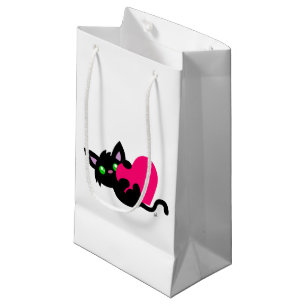 Sacola Para Presentes Pequena Dia de os namorados Preto Saco Presente do Gatinho