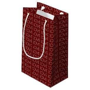 Sacola Para Presentes Pequena Dia de os namorados Vermelho com Tipografia do Amo