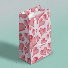 Sacola Para Presentes Pequena Dia de os namorados Whimsical Watercolor Hearts