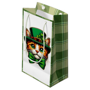 Sacola Para Presentes Pequena Dia de São Patrício, gato/gatinho