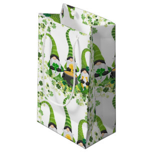 Sacola Para Presentes Pequena Dia de São Patrício Trevos Verdes Velho Duende