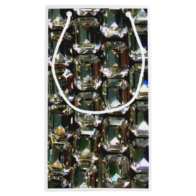 Sacola Para Presentes Pequena Diamantes, elegante padrão de gemstones antigos (Verso)