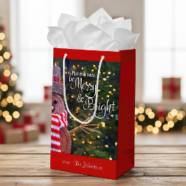 Sacola Para Presentes Pequena Dias Feliz Brilhante Russo Snowman Nome Personaliz