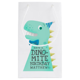 Sacola Para Presentes Pequena Dinossauro bonito aniversário personalizado